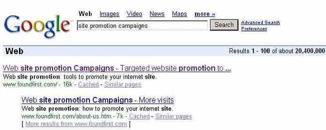web promotion results